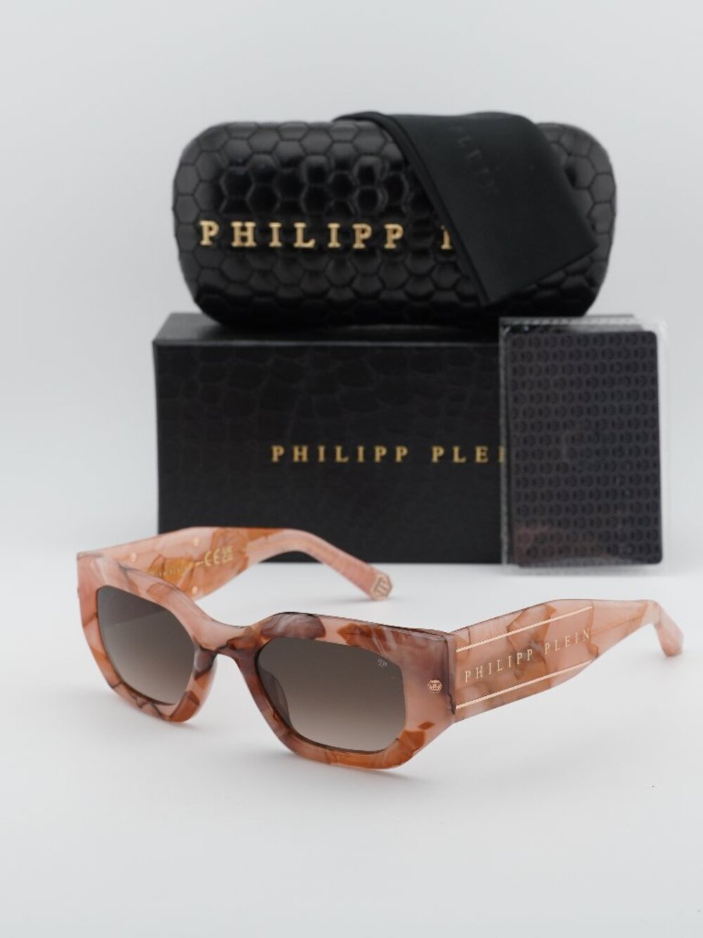 Philipp Plein SPP066M 06Z8 Geometric Sunglasses – Opaline Pink / Grey